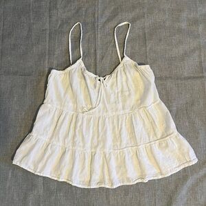 Old Navy Loose Fit Tiered Boho Sleeveless Spaghetti Strap Top White S
